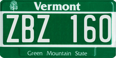 VT license plate ZBZ160