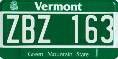 VT license plate ZBZ163