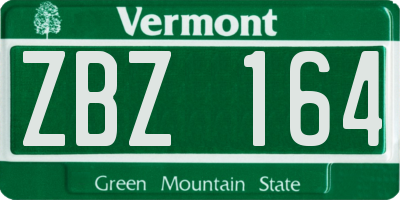 VT license plate ZBZ164