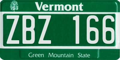 VT license plate ZBZ166