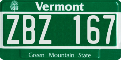 VT license plate ZBZ167