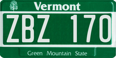 VT license plate ZBZ170