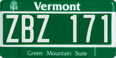 VT license plate ZBZ171