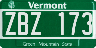 VT license plate ZBZ173