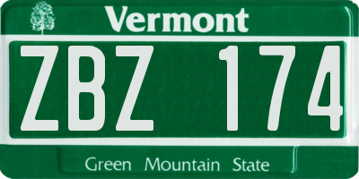VT license plate ZBZ174