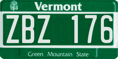 VT license plate ZBZ176
