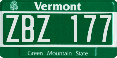 VT license plate ZBZ177