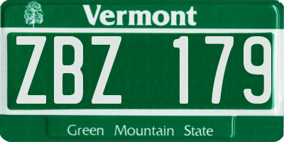 VT license plate ZBZ179