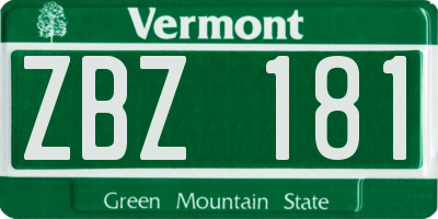 VT license plate ZBZ181