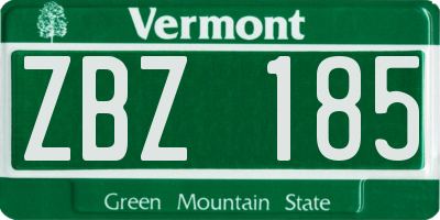 VT license plate ZBZ185