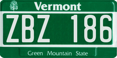 VT license plate ZBZ186