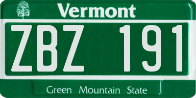 VT license plate ZBZ191