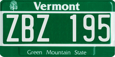 VT license plate ZBZ195