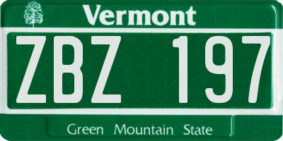VT license plate ZBZ197