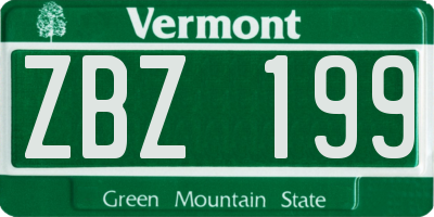 VT license plate ZBZ199