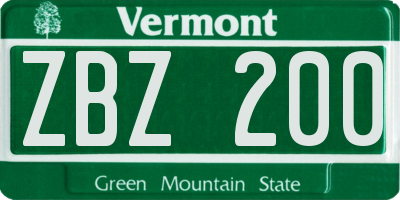 VT license plate ZBZ200