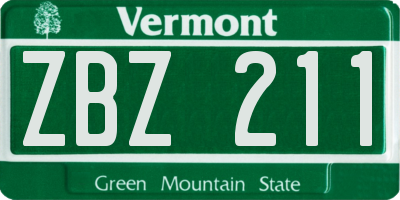 VT license plate ZBZ211