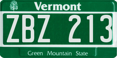VT license plate ZBZ213