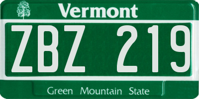 VT license plate ZBZ219