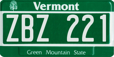 VT license plate ZBZ221