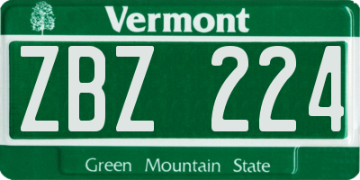 VT license plate ZBZ224