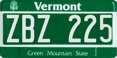 VT license plate ZBZ225