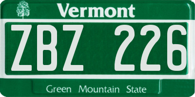 VT license plate ZBZ226