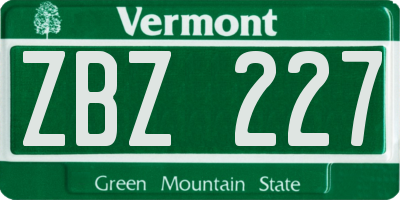 VT license plate ZBZ227