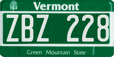 VT license plate ZBZ228