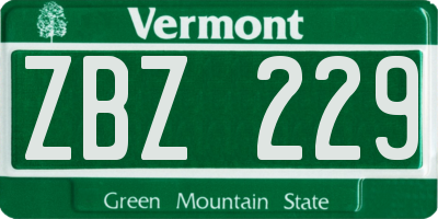 VT license plate ZBZ229