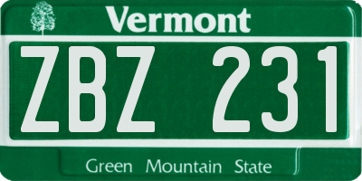 VT license plate ZBZ231