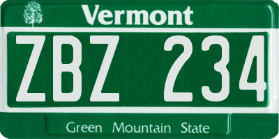 VT license plate ZBZ234