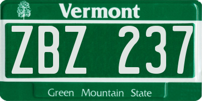 VT license plate ZBZ237