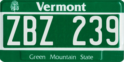 VT license plate ZBZ239