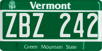 VT license plate ZBZ242
