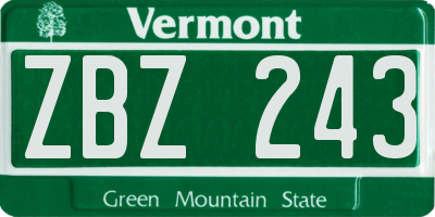VT license plate ZBZ243