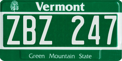 VT license plate ZBZ247