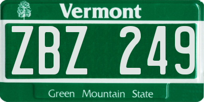VT license plate ZBZ249