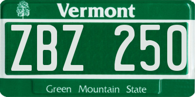 VT license plate ZBZ250