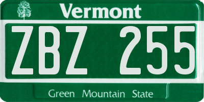 VT license plate ZBZ255