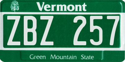 VT license plate ZBZ257