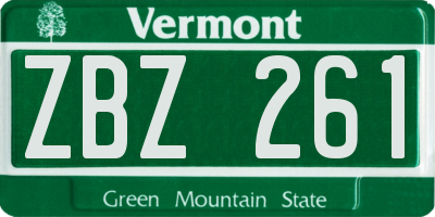 VT license plate ZBZ261