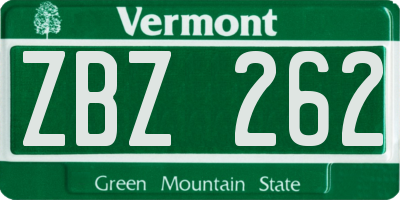 VT license plate ZBZ262