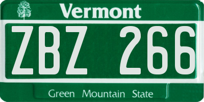 VT license plate ZBZ266