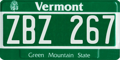 VT license plate ZBZ267