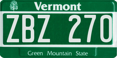 VT license plate ZBZ270