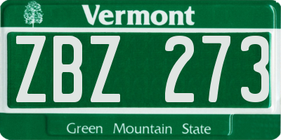VT license plate ZBZ273