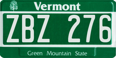VT license plate ZBZ276