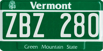 VT license plate ZBZ280
