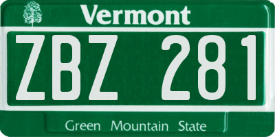VT license plate ZBZ281
